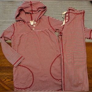 Boutique Olive Juice Girls 7 Red and White Striped Hooded Pajama Set